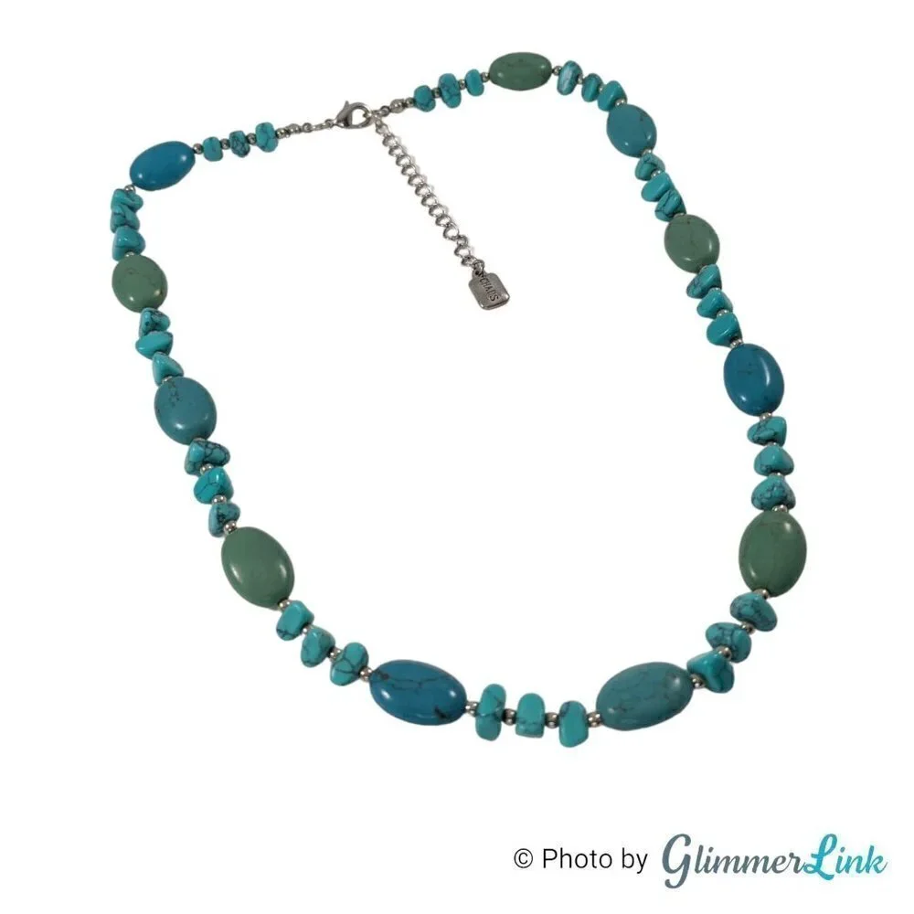 Chaps Faux Turquoise Beaded Necklace